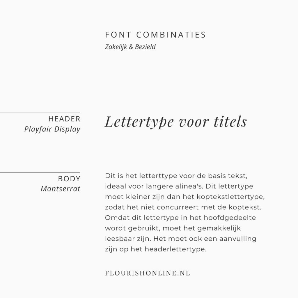 zakelijk & bezield font combinatie 2