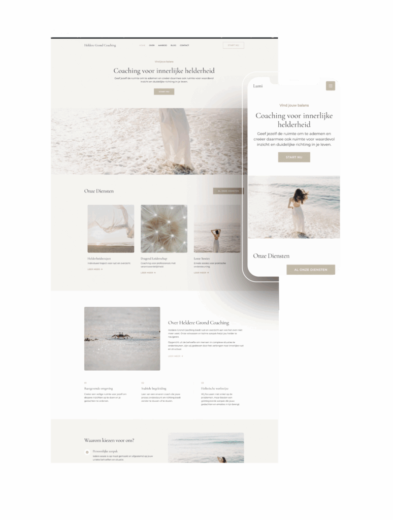 helder en dragend website screen