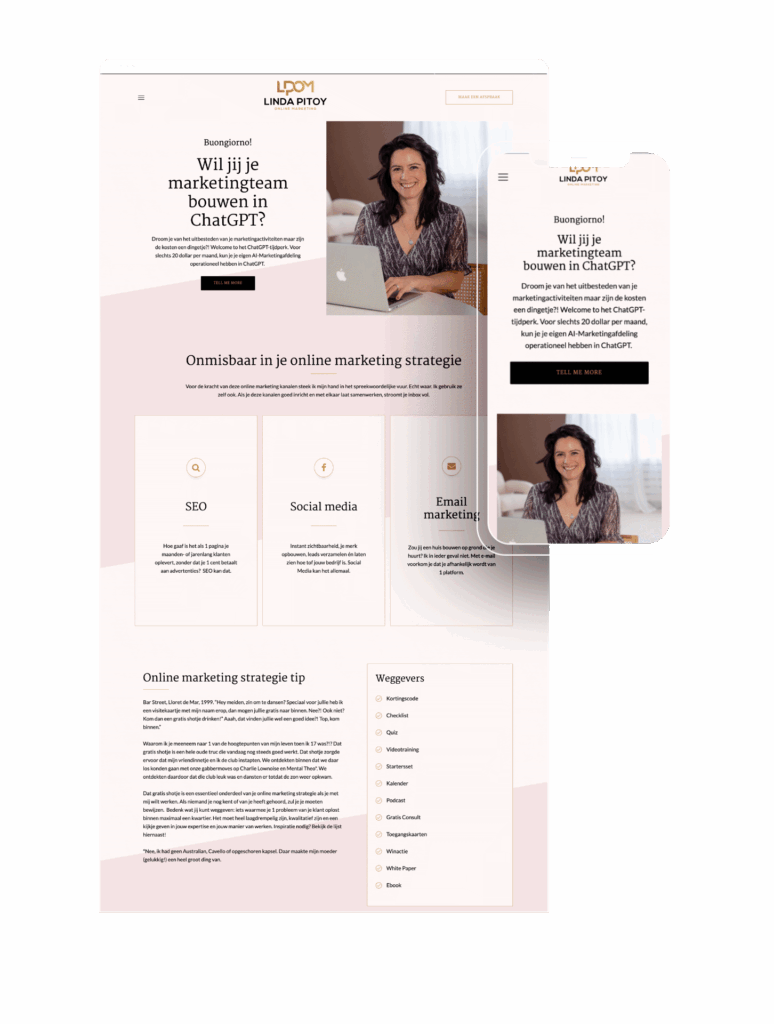 linda pitoy voorbeeld website