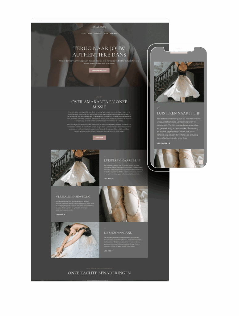 nostalgisch en romantisch website voorbeeld